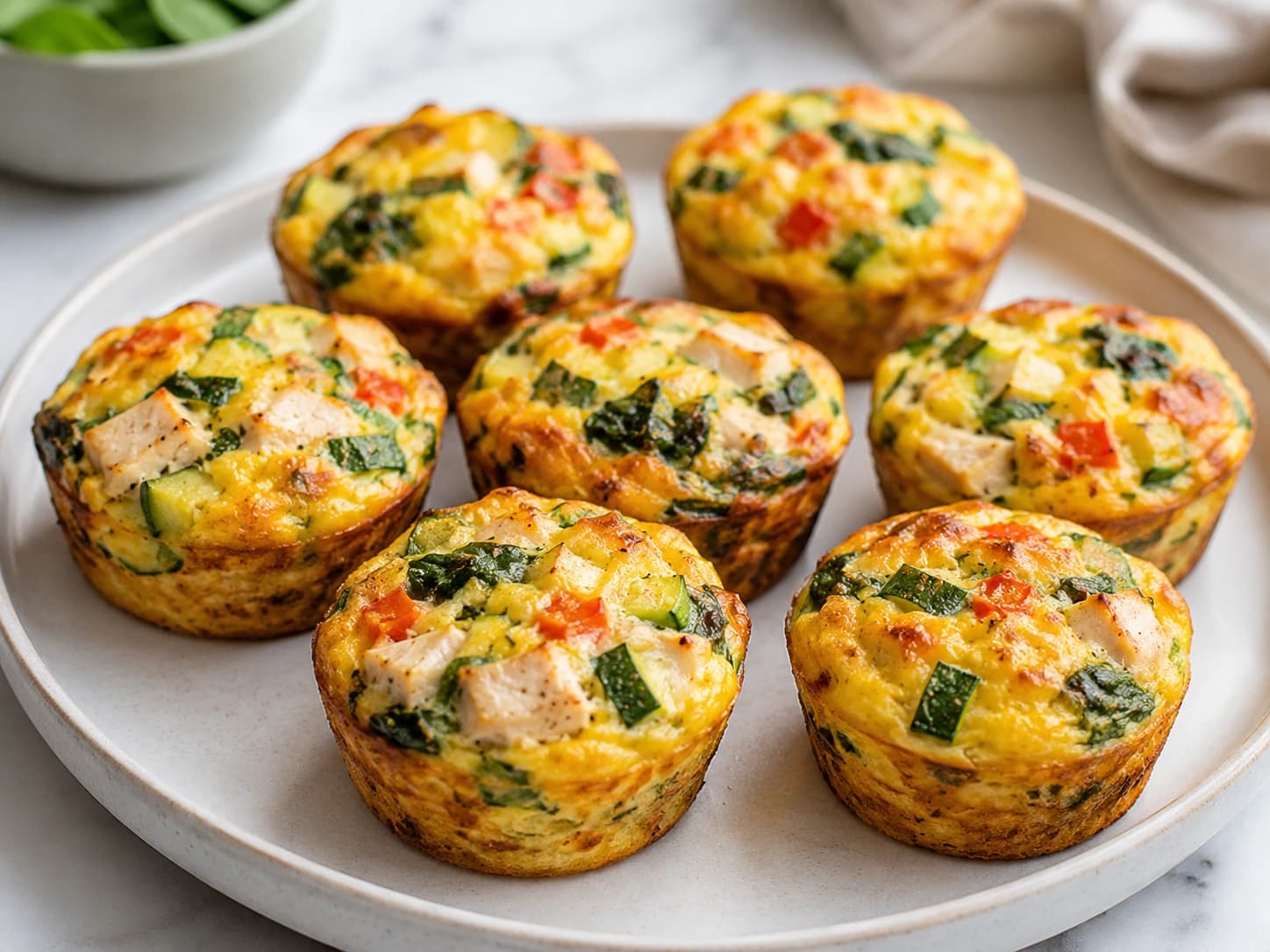 Muffins de huevo con calabacín, espinacas y pavo